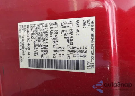 2012 Nissan Frontier Sv from USA, damaged, VIN 1N6AD0ER2CC409343